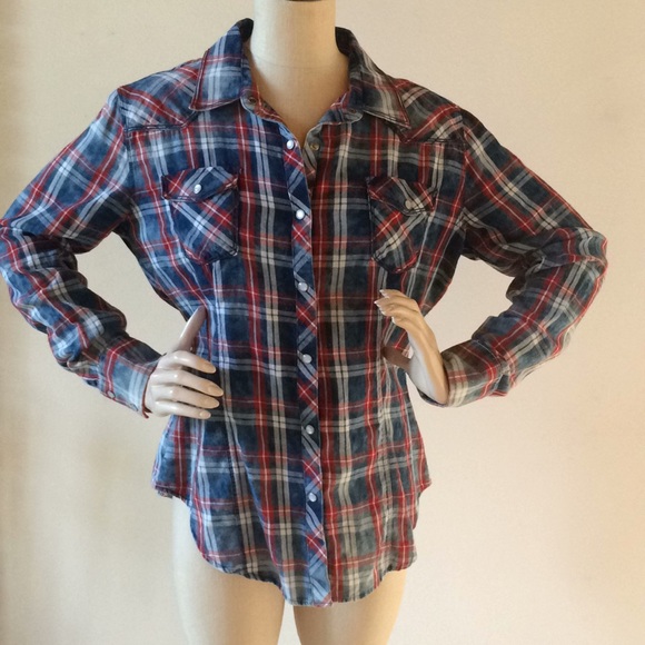 Rock & Roll Cowgirl Tops - Rock & Roll Cowgirl western plaid shirt